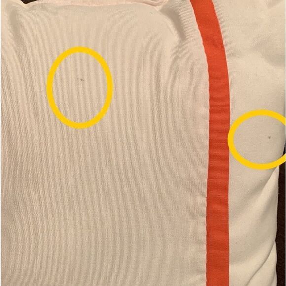 Set of 2 Orange Striped Sunbrella Indoor/Outdoor Throw Pillow Ivory 16” Square - Picture 9 of 10